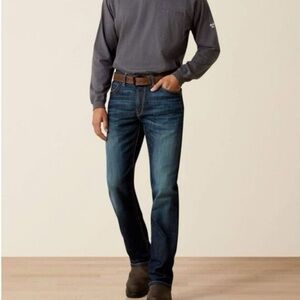 New! Ariat Work Flame Resistant CAT 2 Relaxed Basic Boot Cut Blue Jean Sz 42X30